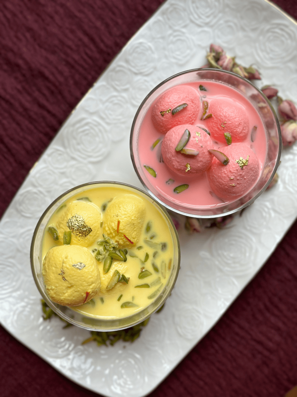 Kesar and  Rose ~ Ras Malai (Homemade Cheese&nbsp;Dessert)