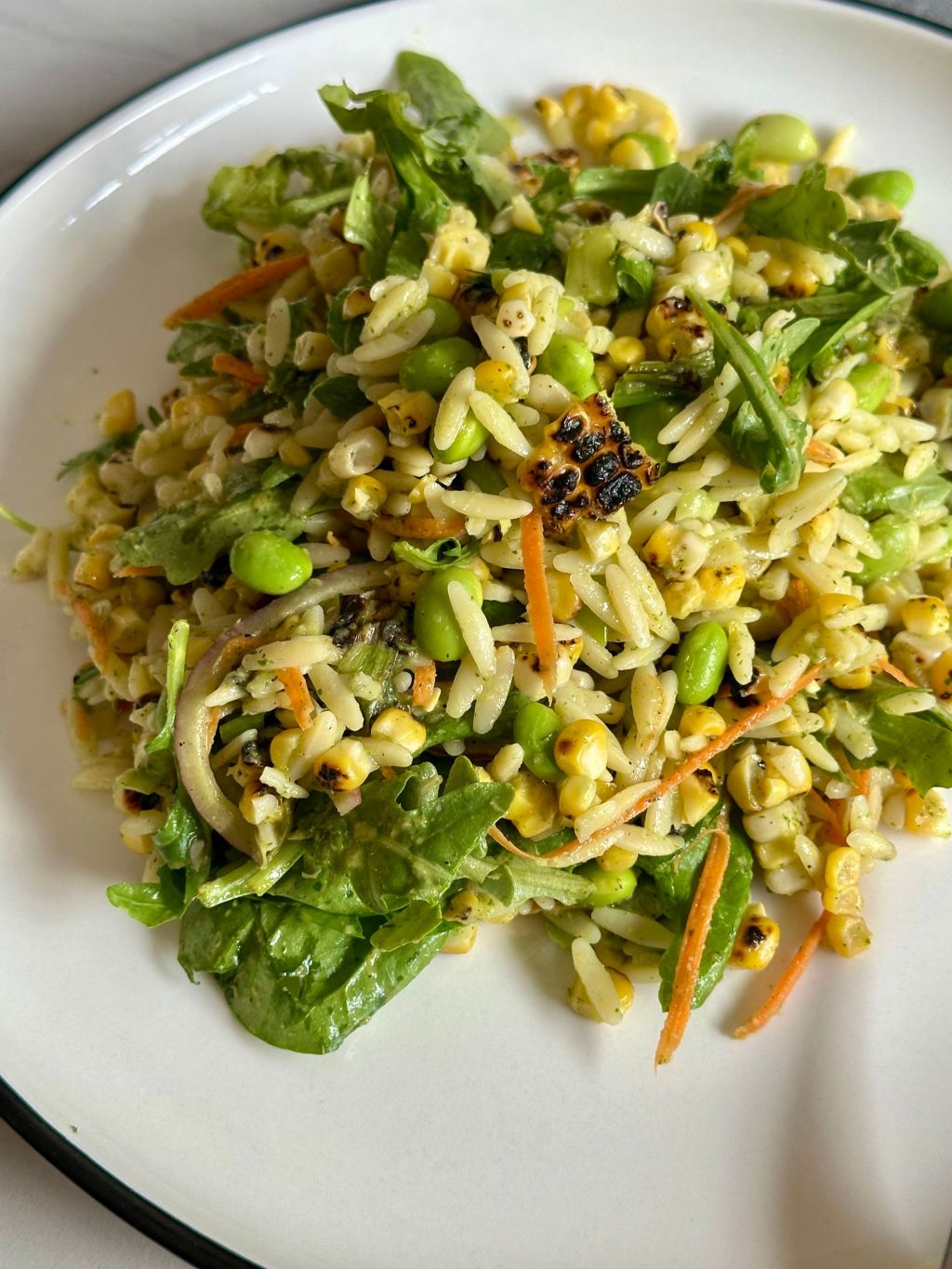 Charred Corn and Orzo Salad with Creamy Scallion & Herb&nbsp;Dressing